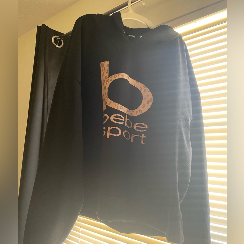 bebe Black Sweater with Metallic Logo